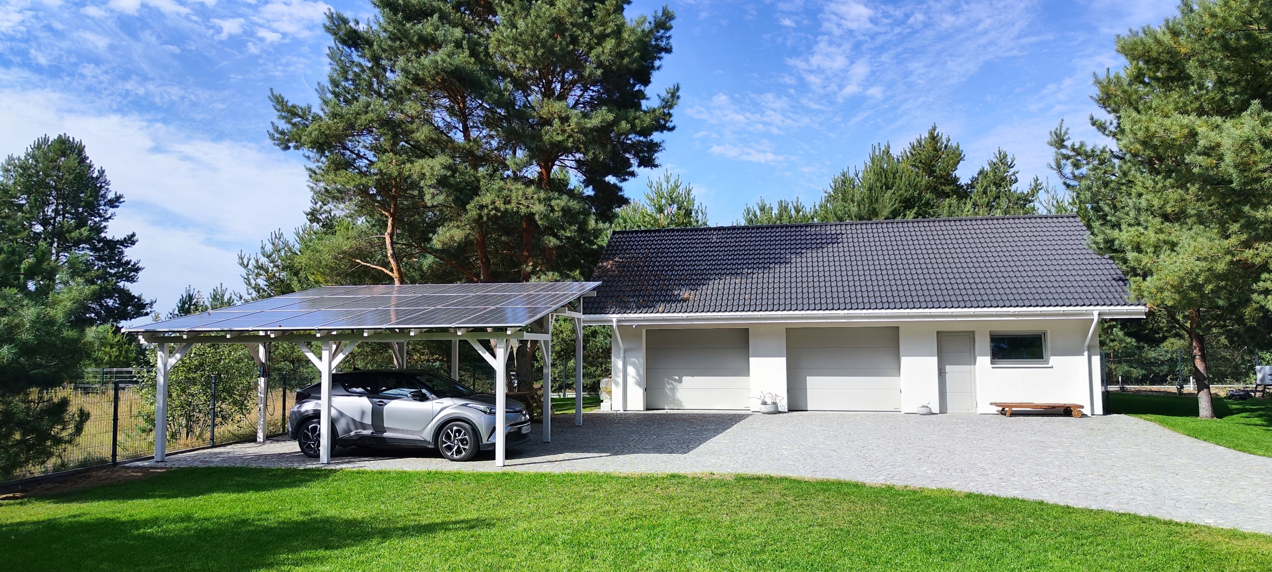 Fotovoltaická inštalácia na prístrešok pre auto, prístrešok pre auto, altánok, auto 10 kWp